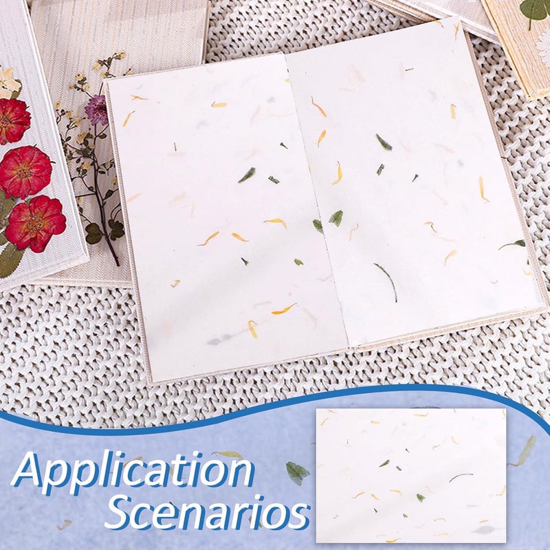 Benvo 50 Sheets A4 Natural Mulberry Paper Visible Leaves Fiber Rice Paper Printable Decoupage Tissue Paper Sheets for Writing, Painting, Card Making, DIY Crafts(8.3x11.7in, Semi Transparent Off White) - Image 5